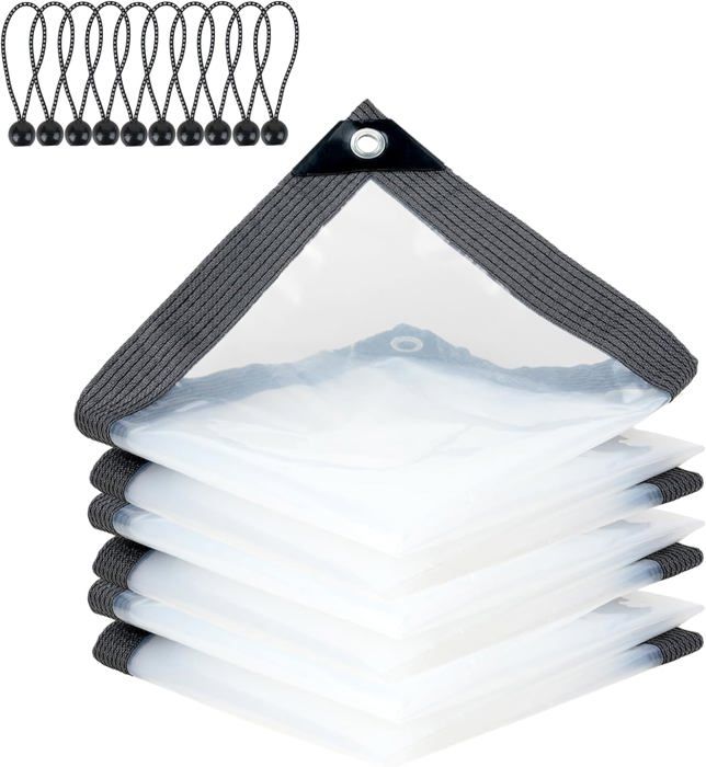 Bache Transparente Imperméable Exterieur Avec Oeillets 3x8.5m, Hiver Personnalisable 0.35mm Bache De Protection Exterieur Bache De Serre De Jardin Pour Pergola Terrasse Camping Balcon