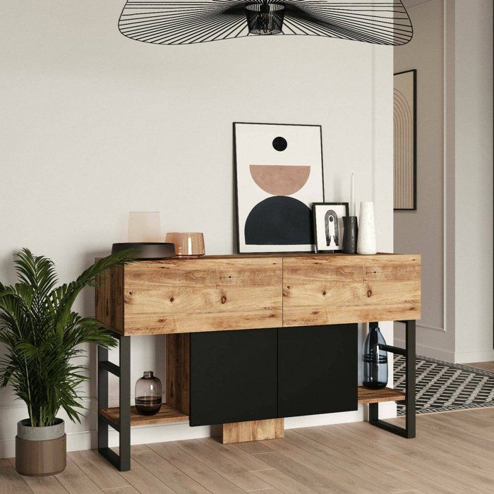 Dmora - Console Izo 138 8 x 43 3 x h 83 6 cm chêne Panneau effet bois et Métal Dmora - Console Izo 138 8 x 43 3 x h 83 6 cm chêne Panneau effet bois et Métal