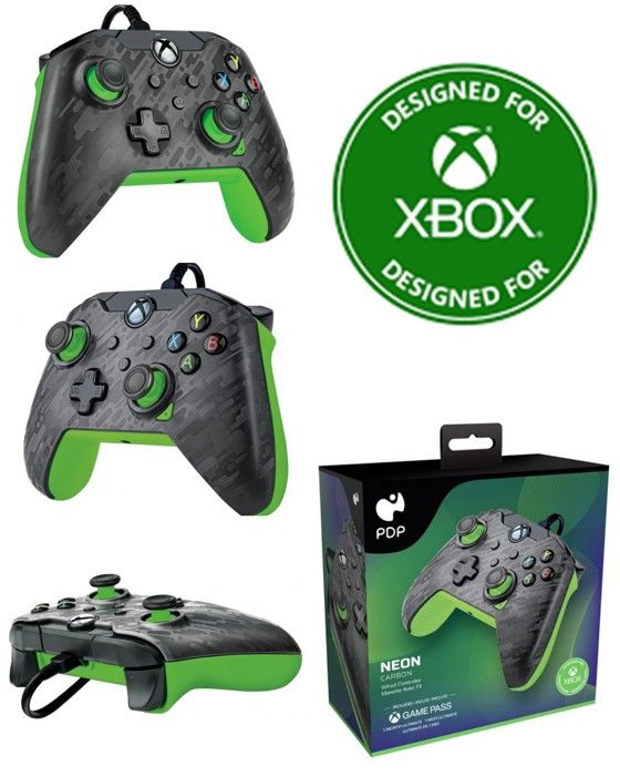Manette de jeu XBOX NEON Filaire Compatible Xbox One et PC Ergonomique