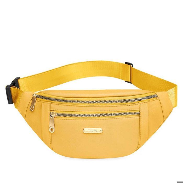 Sac Banane Unisexe En Simili Cuir Jaune - Pour Voyage, Sport, Randonnée (30x13x10 Cm)