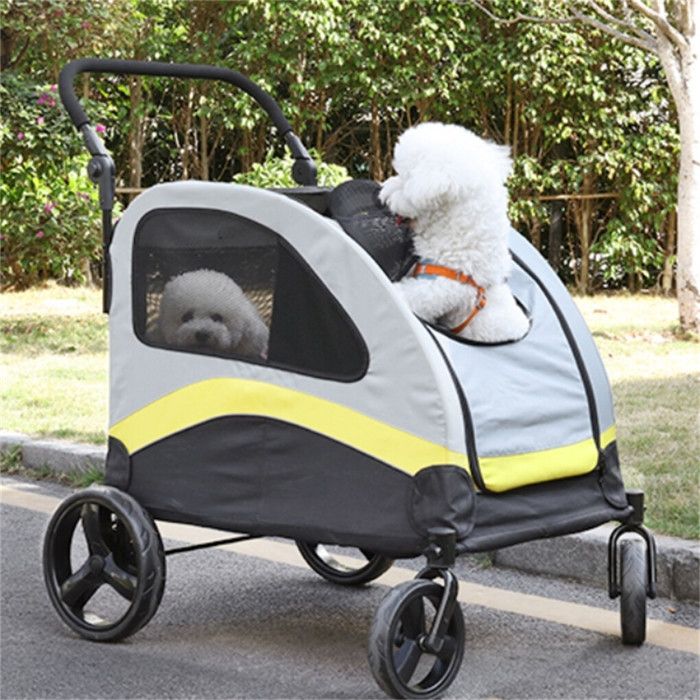 Meilleurs prix pour Poussette Pliable pour Chien et Chat - BingoPaw - Avec Roues Rotatives à 360°- 74.5x100.5x113cm