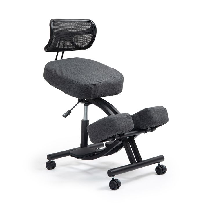 Kenoko HOZERU - Chaise de Bureau Ergonomique Réglable Cuir écologique pour la Maison et le Bureau avec Repose-Genoux Noir
