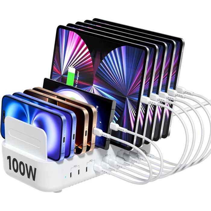 Chargeur USB C Multiple, GaN III 330 W, 10 Ports, Station De Charge