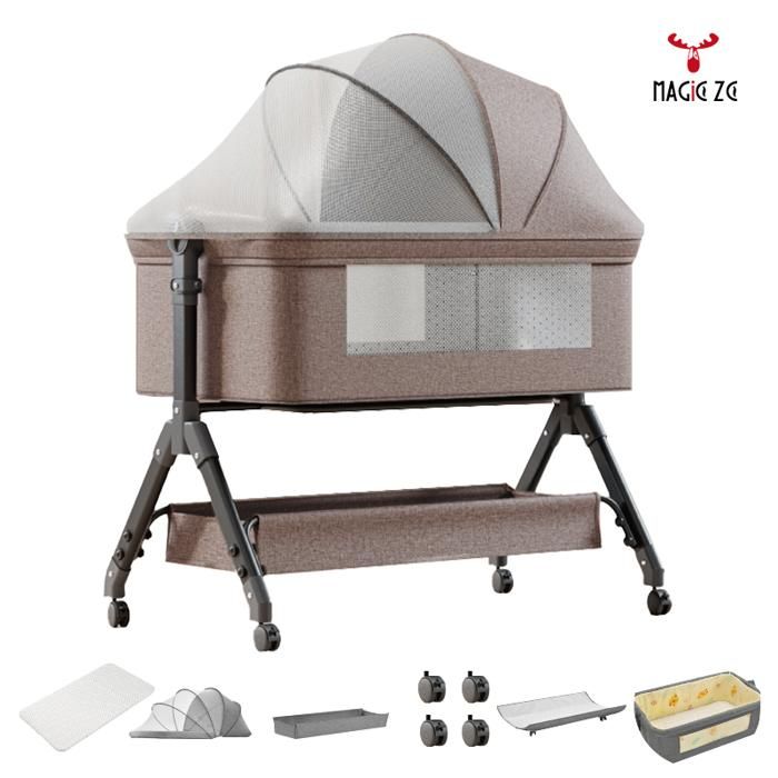 Lit Bébé，MagicZC Lit Bebe Cododo Réglable，avec Six cadeaux Moustiquaires matelas tables à langer etc Kaki