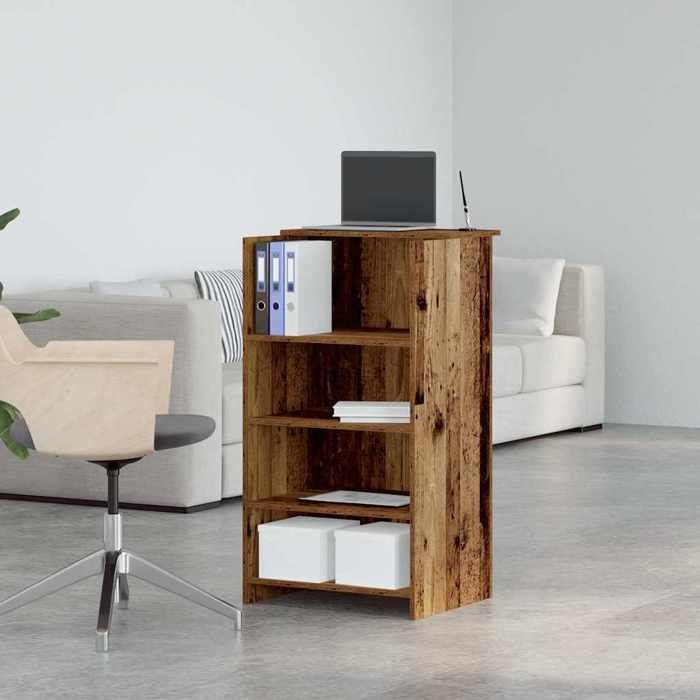 Bureau de réception en bois dingénierie - WIENS - 55x50x1035 cm - Vieux bois - Brun - Capacité de charge 60 kg