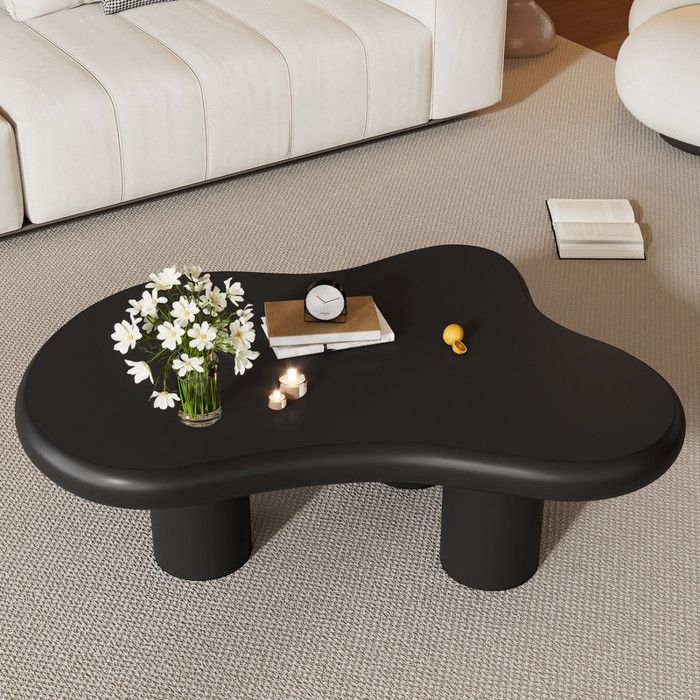 Table Basse Moderne En Forme De Nuage 80cm Blanche - Petite Table Salon Scandinave, Pieds Solides, Charge 68kg