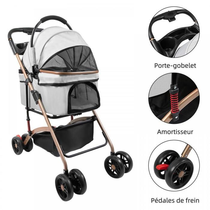 Meilleurs prix pour MIPAN.Poussette Pour Chien 4 Roues - Poussette Pour Animaux Noir - Poussette Pour Chat - 96 x 70 x 48cm - Pour Chien/Chat De 20 Kg