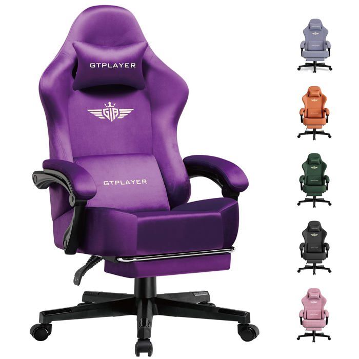 Chaise Gaming Ergonomique et Respirante Tissu de Qualité Supérieure Dossier Inclinable 160° avec Repose Pieds - vue 3