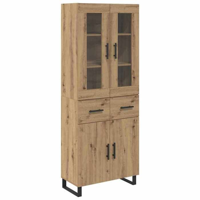 SALE 2026Buffet haut Haut Armoire - Placard vaisselier - WINWIN - 2 pcs Chêne artisanal Bois - Aggloméré et Verre 54.44 Kg 2670505