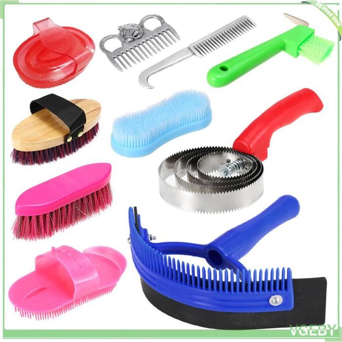 Kit de toilettage pour chevaux - FAFEICY - 10 en 1 - Multicolore - Poignées ergonomiques - Pochette transparente
