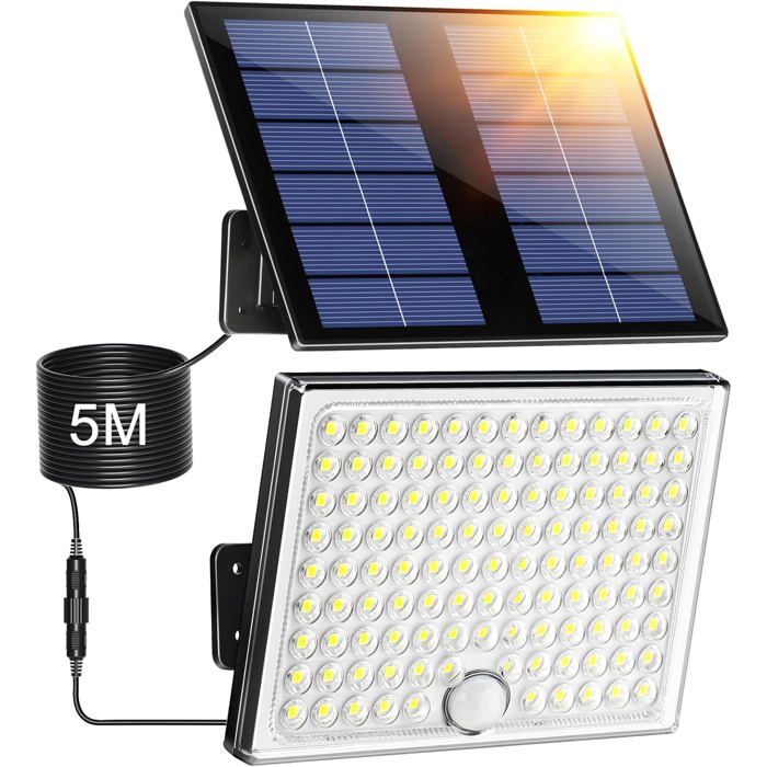 Lampe solaire extérieure - CACTOSE - 113 LED - Détecteur de mouvement PIR - Autonomie 2000mAh - Étanche IP65