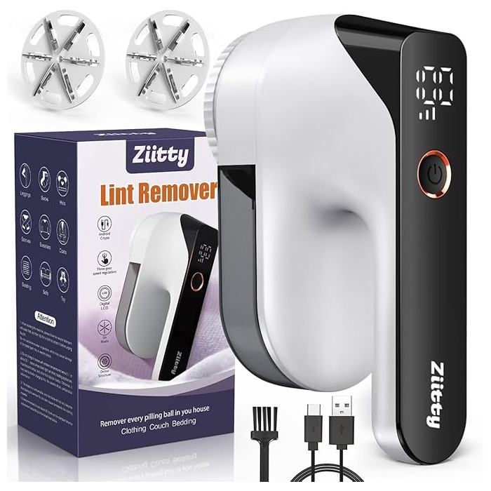 Zitty Rasoir anti-bouloches électrique 3 vitesses tête 6 lames 10x74x17 cm ABS blanc