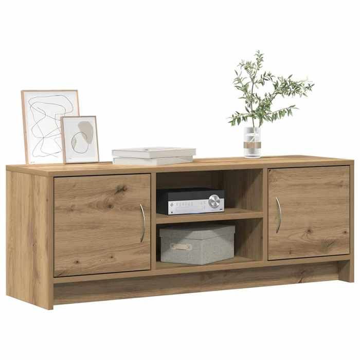 Meuble TV - vidaXL - Table TV - Bois ingénierie - Chêne artisanal - 2 étagères - 102x30x375 cm 854ucf68w