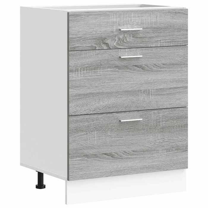 Meuble bas de cuisine Lyon - vidaXL - caisson cuisine - bois dingénierie - gris sonoma - 60 x 46 x 815 cm - avec tiroir{wzn83k}