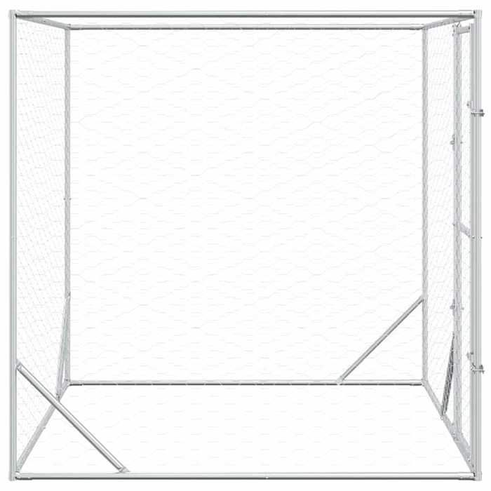 Chenil dextérieur pour chiens argenté 2x2x2 m acier galvanisé_2 ans garantie_47346