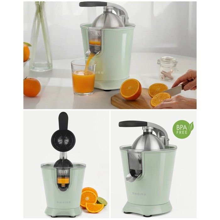 Presse-agrumes - HKOENIG - Fruits à Bras - 160 W - Vert pastel - Acier inoxydable - Silencieux