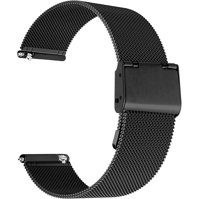 Bracelet Maille Acier Inoxydable 22Mm Noir Bracelet De Remplacement Élégant Pour Smartwatch Homme Femme