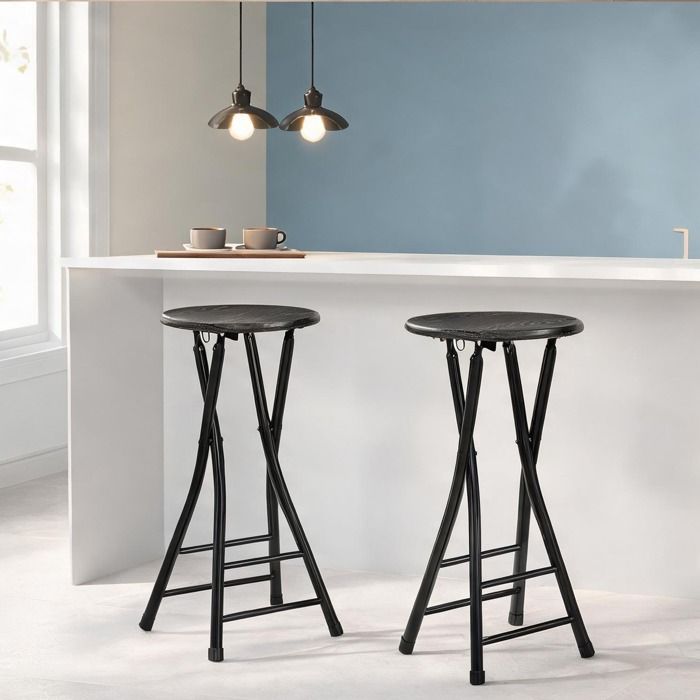 Noir and Design Moderne Bar Tables and Stools with 12.6 x 11.8 x 24 in Lot de 2