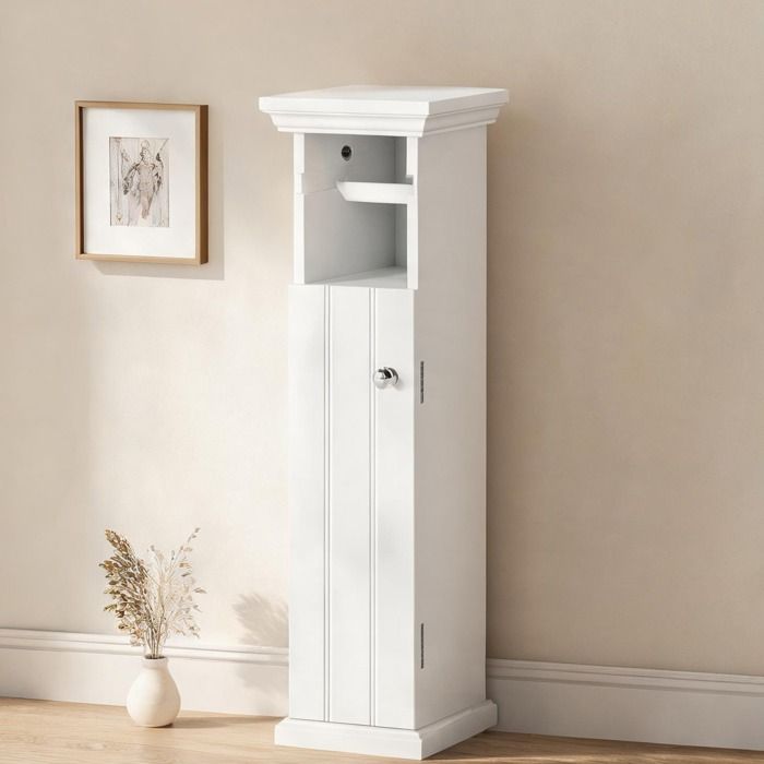 Meuble Bas De Salle De Bain Commode De Salle De Bain Semenier De Salle De Bain en MDF - Blanc MDF 21.5 x 17.8 x 66.5 cm Ref MLLHMI