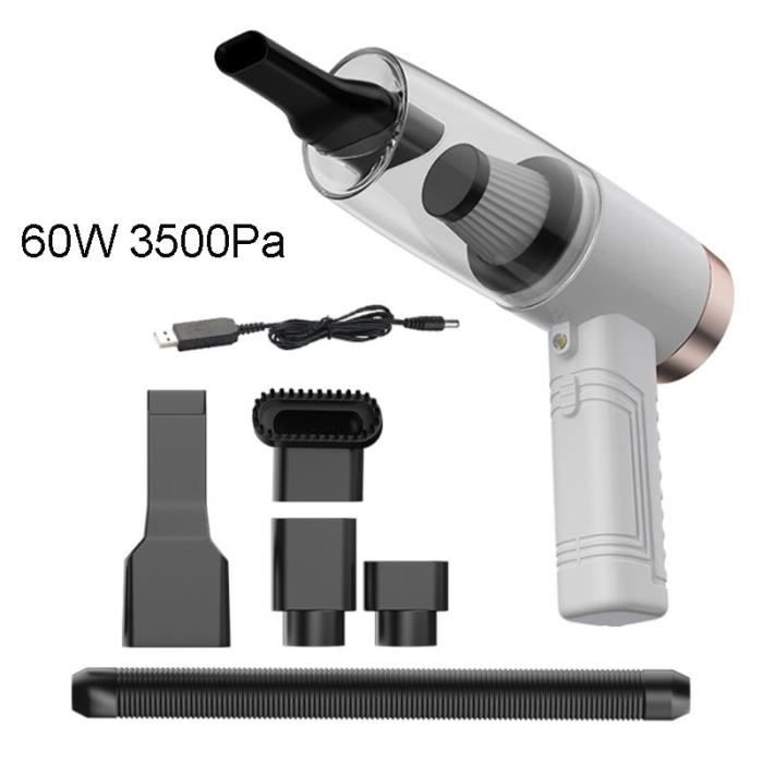 Aspirateur Sans Fil Portable - 3500 Pa Puissance - Pour Voiture, Maison, Bureau - Rechargeable USB