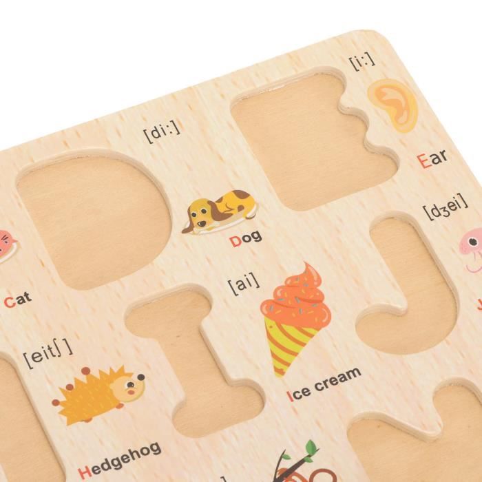 Fdit puzzles d'alphabet en bois Alphabet en bois Puzzle jouets dessin animé Animal motif lettre