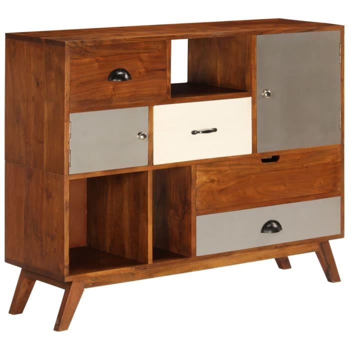 Buffet - AKOZON - AKO7646491514393 - Bois dacacia massif - 4 tiroirs - 2 armoires