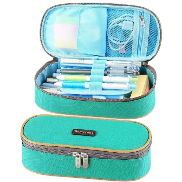 Trousse Scolaire Velours Trousse Scolaire En Velours Côtelé Avec Poche Filet - Idéale Stylos & Accessoires (Vert) Trousse Scolaire Velours Cotelé