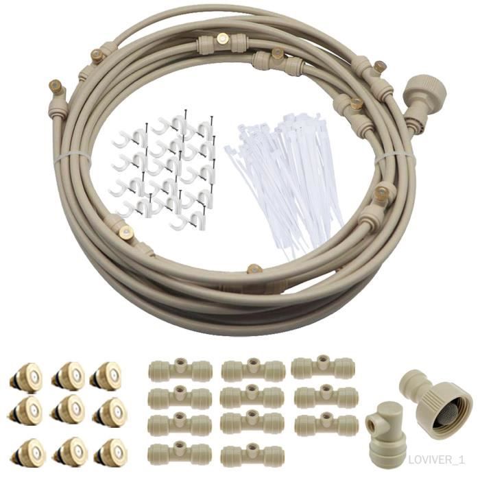 Kit Brumisateur Extérieur IRuiZhe - 5.9m, 5 Buses Métal + Adaptateur Laiton, Pour Ventilateur, Terrasse, Jardin