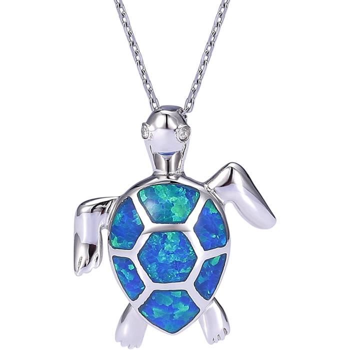 Collier Pendentif Opal Blanc//Bleu Octobre Birthstone en argent fin 925 pour Femme Vente par VIKI LYNN