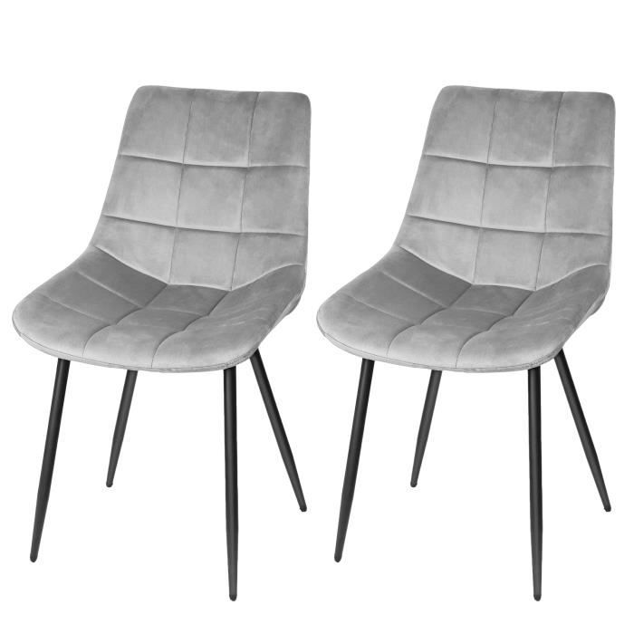 Lot de 2 Chaises de salle à manger en velours à 9 panneaux et pieds en fer - ELIFUZHG
