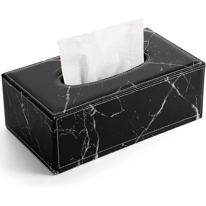 Boîte à Mouchoirs En Cuir KINGFOM - Design Rectangulaire Avec Bord Doré, Couleur Beige, Pour Salon, Salle De Bain Ou Bureau