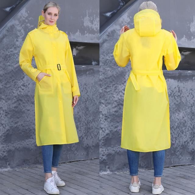 XXL Jaune Manteau de Pluie Capuche pour Adulte Long Noir