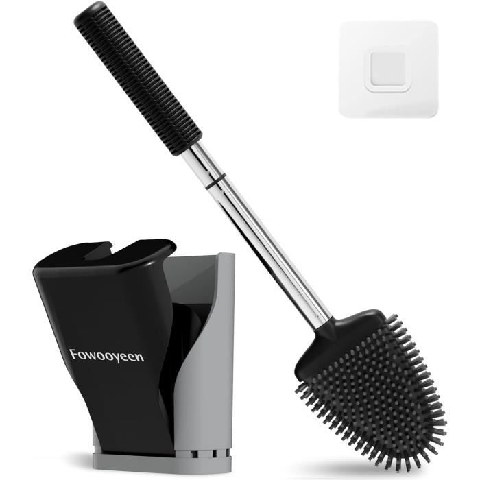 Brosse WC Murale Avec Support Et Bol En Verre - Tige Acier Inoxydable, Poils Doux | Accessoire Salle De Bain Design