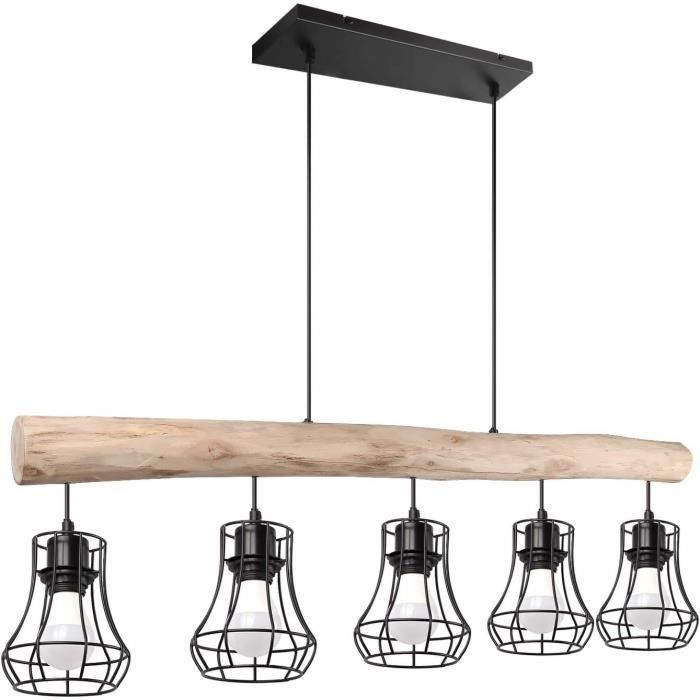 5 Suspensions Vintage En Forme De Cage Avec Poutres En Bois De 101