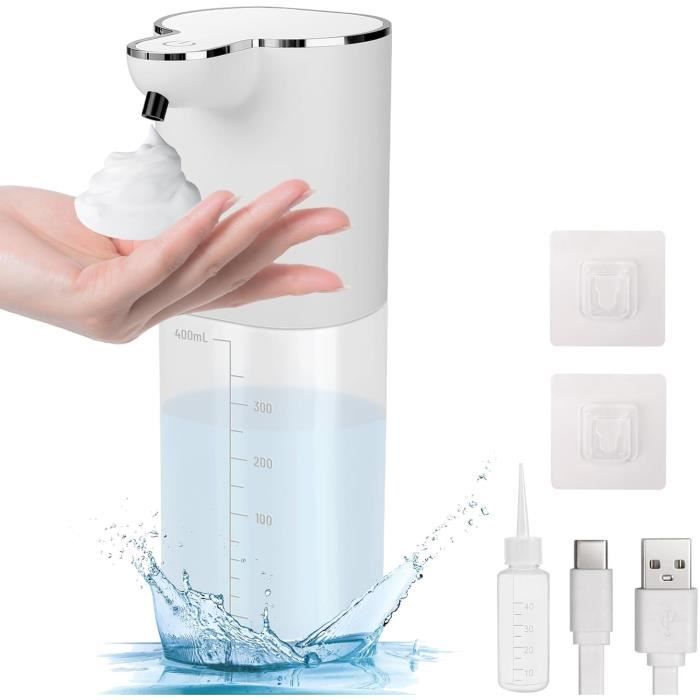 Distributeur De Savon Automatique Sans Contact - 400 Ml, Rechargeable USB-C, IPX5 étanche - Pour Cuisine, Salle De Bain, 4 Niveaux De Mousse