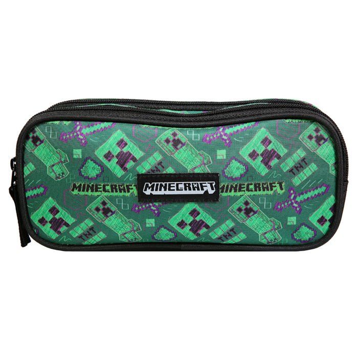 Trousse Scolaire Minecraft - Rectangulaire 2 Compartiments - Motif Lettres - Matériau Oxford - Pour École, Fournitures