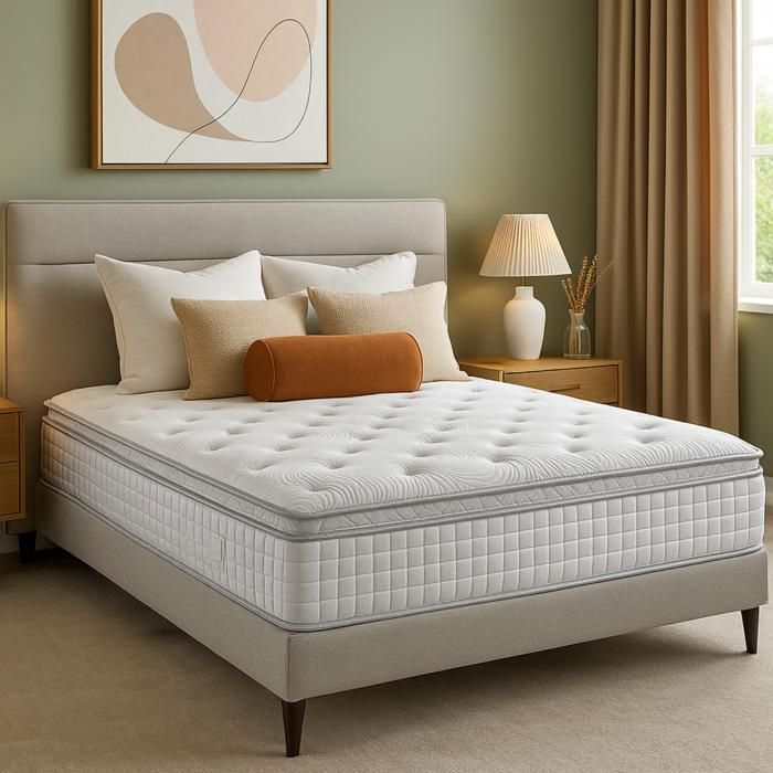 Matelas Perle 180 x 200 - Épaisseur 26 cm - Mémoire de Forme & Ressorts Ensachés - Surmatelas Intégré - Confort Haut de Gamme