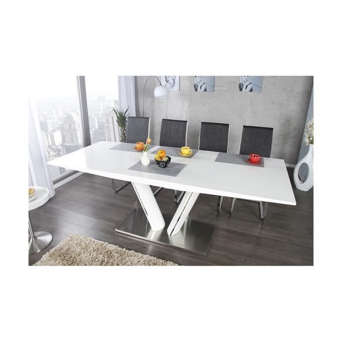 Table A Manger Blanc Laque Extensible Valencia 160 A 220 Cm