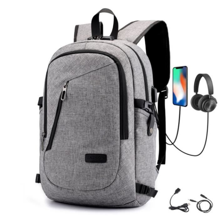 Sac à Dos Antivol Pour Ordinateur Portable 15,6" - Nylon Résistant, Port USB - Idéal Pour étudiant, Voyage