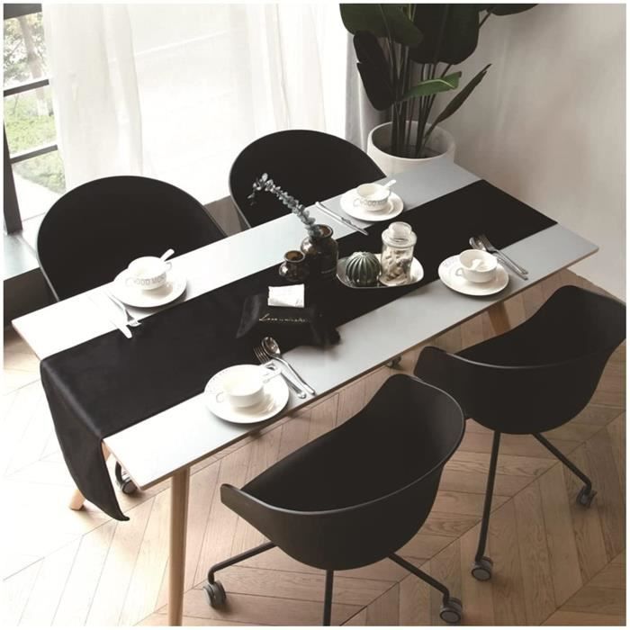 Chemin de table noir 32 x 200 cm, chemin de table en velours lavable,  décoration de table moderne[493] - Cdiscount Maison