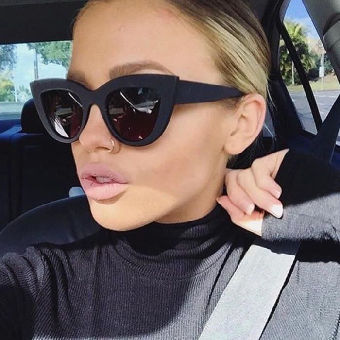 Lunettes de soleil il de chat pour femmes noir mat belle monture solaire de marque de luxe tendance UV Clear pink DRFT5741 Achat Vente lunettes de soleil Femme Cdiscount