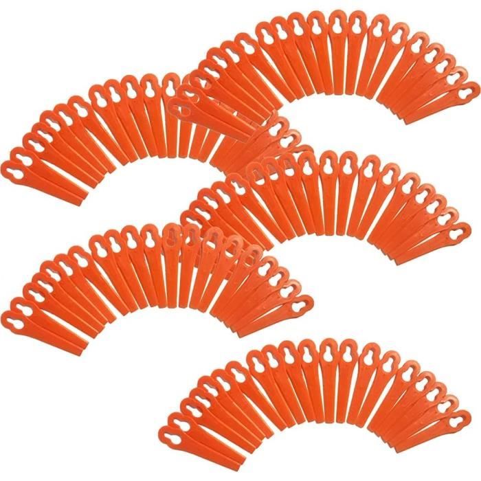 Lot de 100 lames de rechange Longueur 83mm en Plastique Souple Orange pour Coupe Bordure Florabest FRTA IAN LIDL