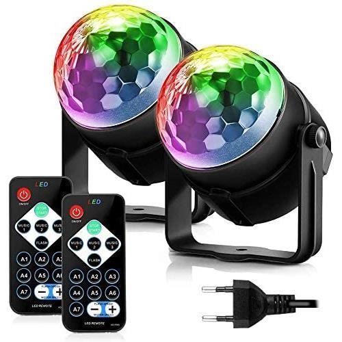 2 Boules Disco LED 7 Couleurs - Projecteur Lumière Rotative 360° Avec Télécommande Pour Fêtes Et Soirées