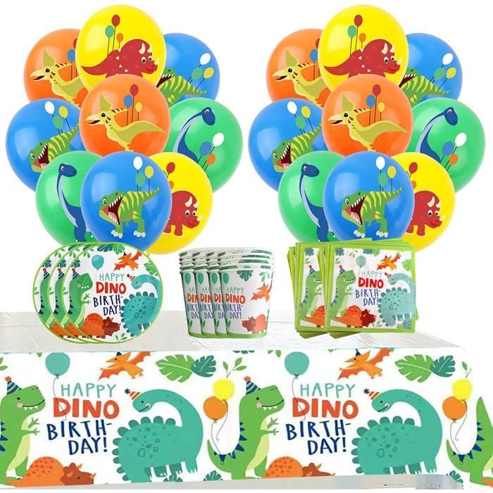 Kit Fête Anniversaire Dinosaure Kit De Décoration Dinosaure Pour Anniversaire - Vaisselle, Nappe, Serviettes Pour 20 Personnes, Fête Préhistorique ! Anniversaire Dinosaure Modèle