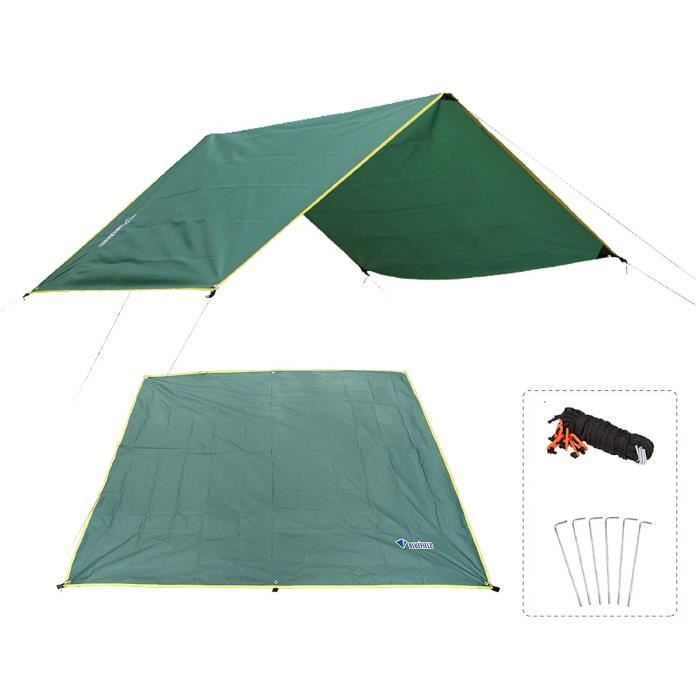 Azarxis Tarp Bâche de Tente Anti-Pluie Abri de Plage Tapis de Sol Camping Couverture Imperméable Toile de Tente pour Hamac Pique-Nique Randonnée 