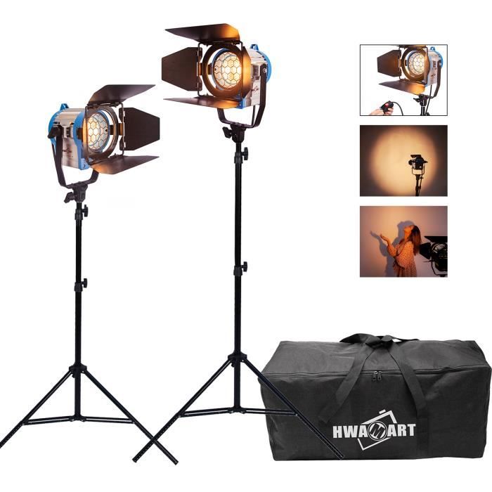 Kit Studio Photo: 2x Dimmable 300W 3200K Vidéo Lumière, 2x Support d'éclairage, 1x Sac de Transport et 2x Ampoule