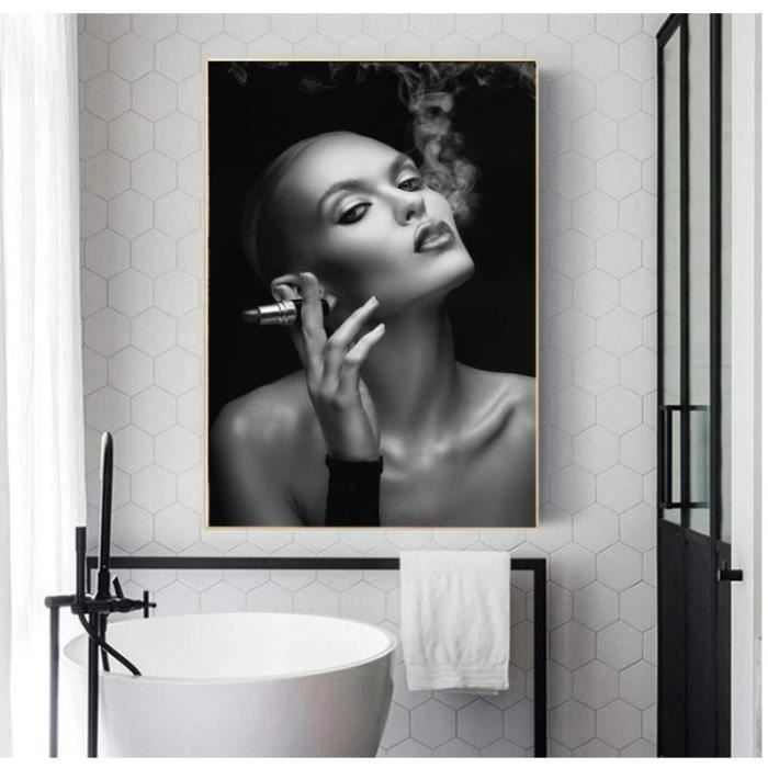 Lot De 4 Affiches Humour Salle De Bain - Vintage Noir Et Blanc - 20x25 Cm (8x10 Pouces)