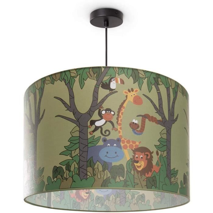 Plafonnier Enfant Led Luminaire Suspendu Chambre Enfant Jungle Motif Animaux E27 Abat Jour Vert O45 5 Cm Type De Lampe 223 Cdiscount Maison