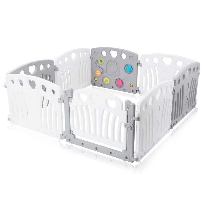 baby vivo parc bebe en plastique 8 elements en gris blanc judy cdiscount puericulture eveil bebe