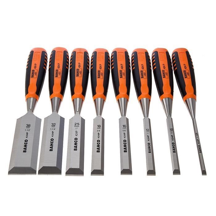 BAHCO Set de 8 ciseaux à bois avec coffret en bois 424P-S8-EUR